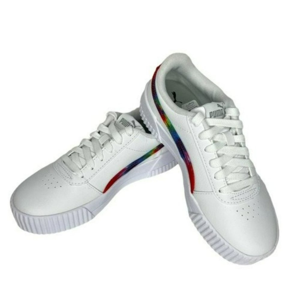 Puma White Carina Tie Dye Big Kids Soft Foam Athletic Shoes Junior Size 4C - Picture 13 of 14